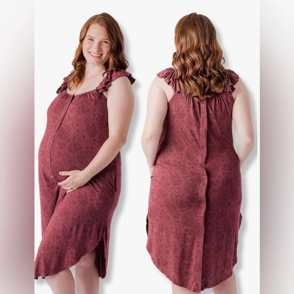 Kindred Bravely Maternity Nightgown in Dusty Rose